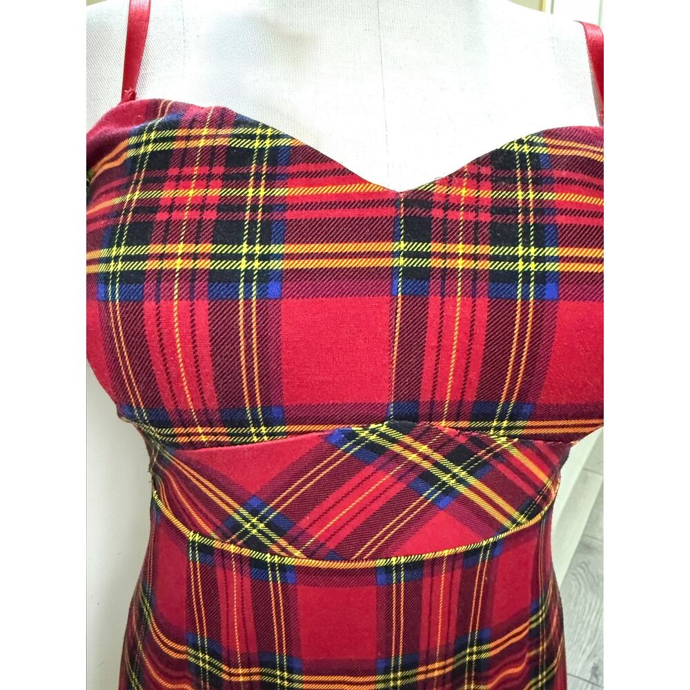 Torrid 16 Betsey Johnson Red Tartan Plaid Punk Gothic Rockabilly Ponte Dress - Picture 7 of 7